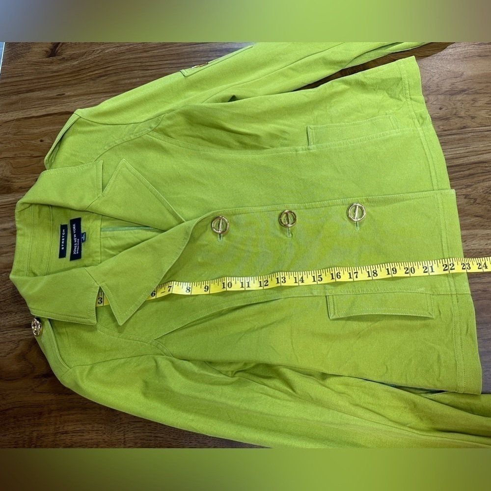 Vintage Jones New York Signature Stretch Jacket Chartreuse Green Women’s Size S - Picture 4 of 11